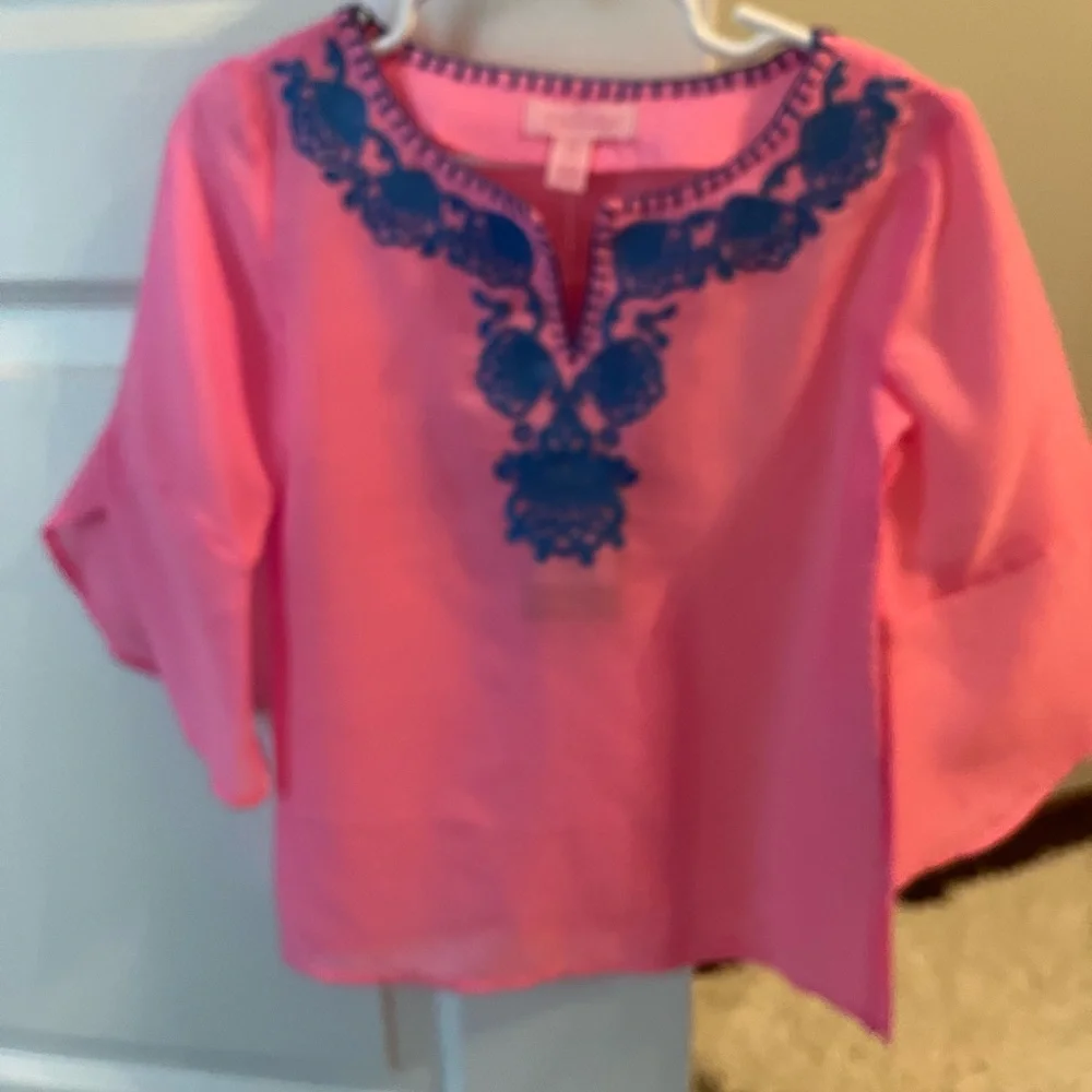 Pink Mini Piet Cover Up silk Lilly Pulitzer girls top NEW w/ Tags XS (2-3) - Picture 6 of 9